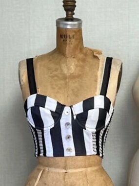 Vanessa Mooney Striped Black & White Crop Top